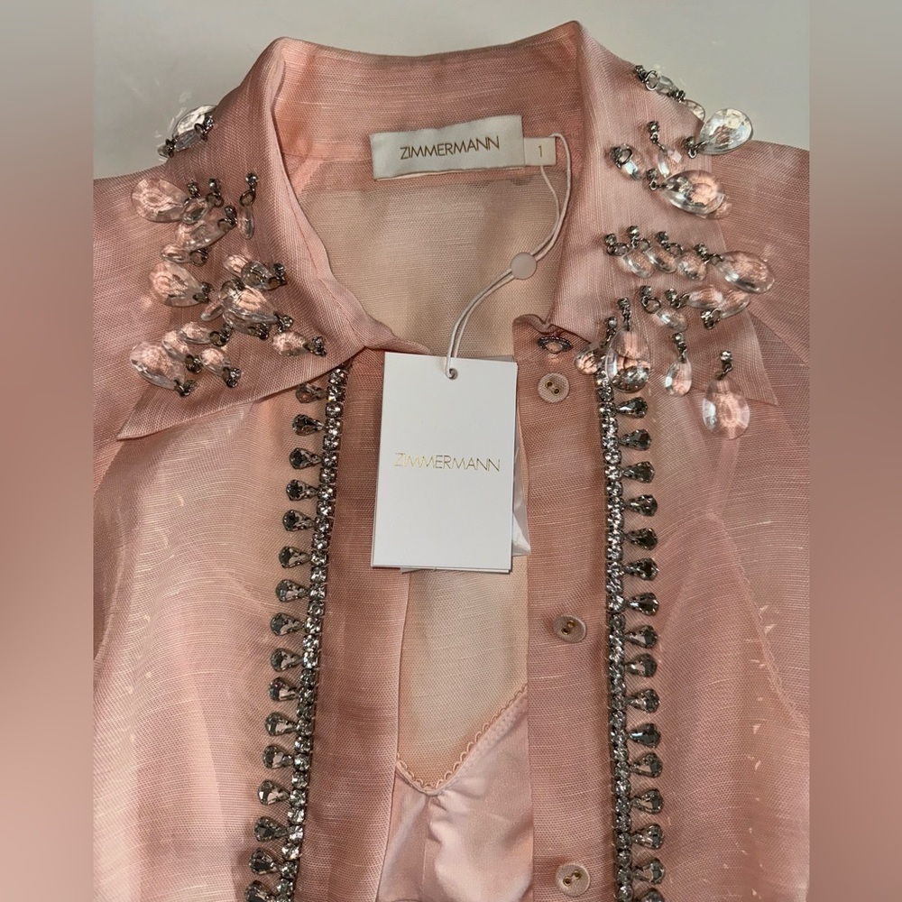 Zimmerman 🩷 Matchmaker Diamante Linen Blouse - Picture 10 of 12